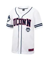 Men's Colosseum White and Navy UConn Huskies Free Spirited Baseball Jersey