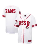 Men's Colosseum White and Red Winston-Salem State Rams Free Spirited Baseball Jersey