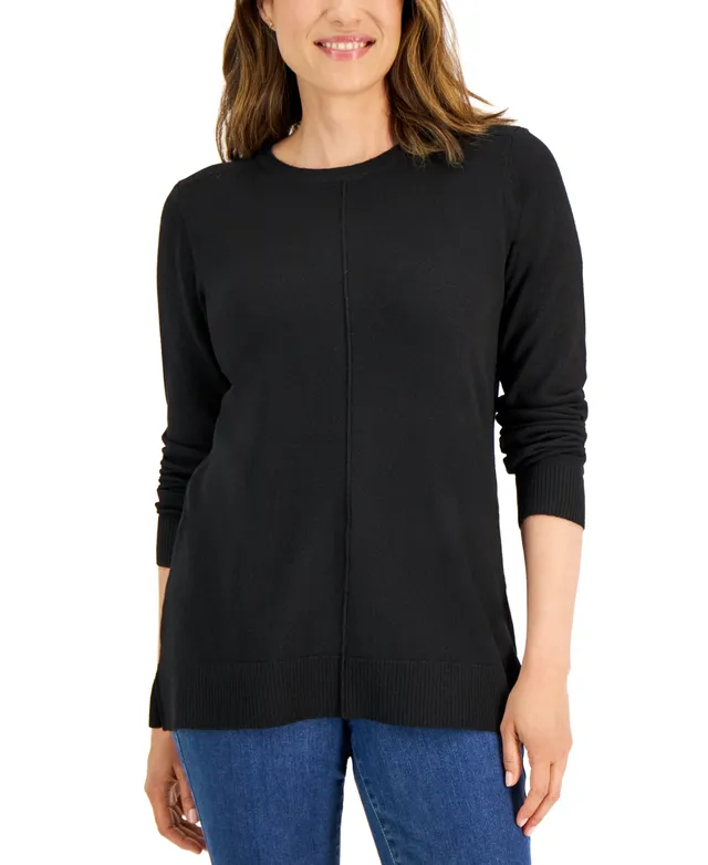 Karen Scott Women's Cotton Seam-Front Mock Neck Sweater, Created