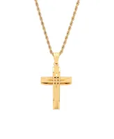 Steeltime 18k Gold Plated Stainless Steel Cut Accented Cross Pendant