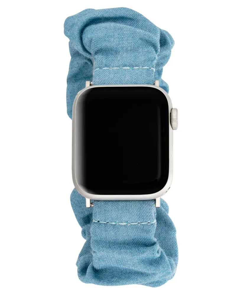 Anne Klein Women's Light Blue Denim Scrunchie Band designed for Apple Watch 42mm (Series 1-3 only) & 44/45/46/49mm (Ultra & Ultra 2)