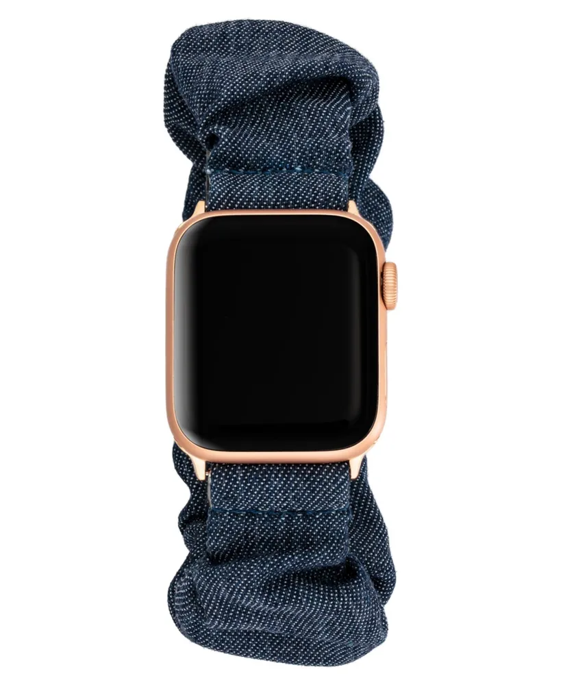 Anne Klein Women's Dark Blue Denim Scrunchie Band designed for Apple Watch 42mm (Series 1-3 only) & 44/45/46/49mm (Ultra & Ultra 2)