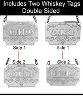 Whiskey Decanter with 2 Lable Tags, Set of 4