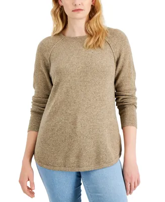 Karen Scott Plus Size Curved-Hem Nep Sweater, Created for Macy's