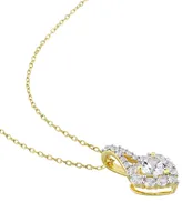 Lab-Grown White Sapphire Heart Halo 18" Pendant Necklace (2-7/8 ct. t.w.) in Yellow-Plated Sterling Silver