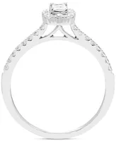 Diamond Princess Halo Engagement Ring (1/2 ct. t.w.) in 14k White Gold