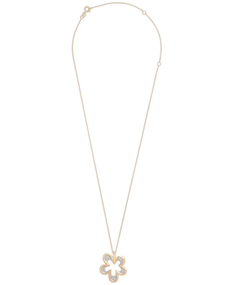 Wrapped Diamond Flower 20" Pendant Necklace (1/6 ct. t.w.) in 14k Gold, Created for Macy's