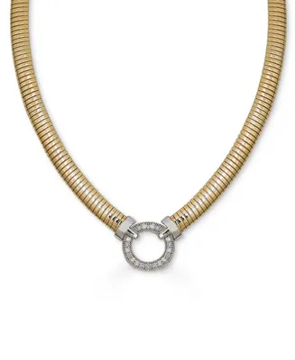 Diamond Circle Tubogas 18" Statement Necklace (1/3 ct. t.w.) in Sterling Silver & 14k Gold-Plate - Sterling Silver  Gold