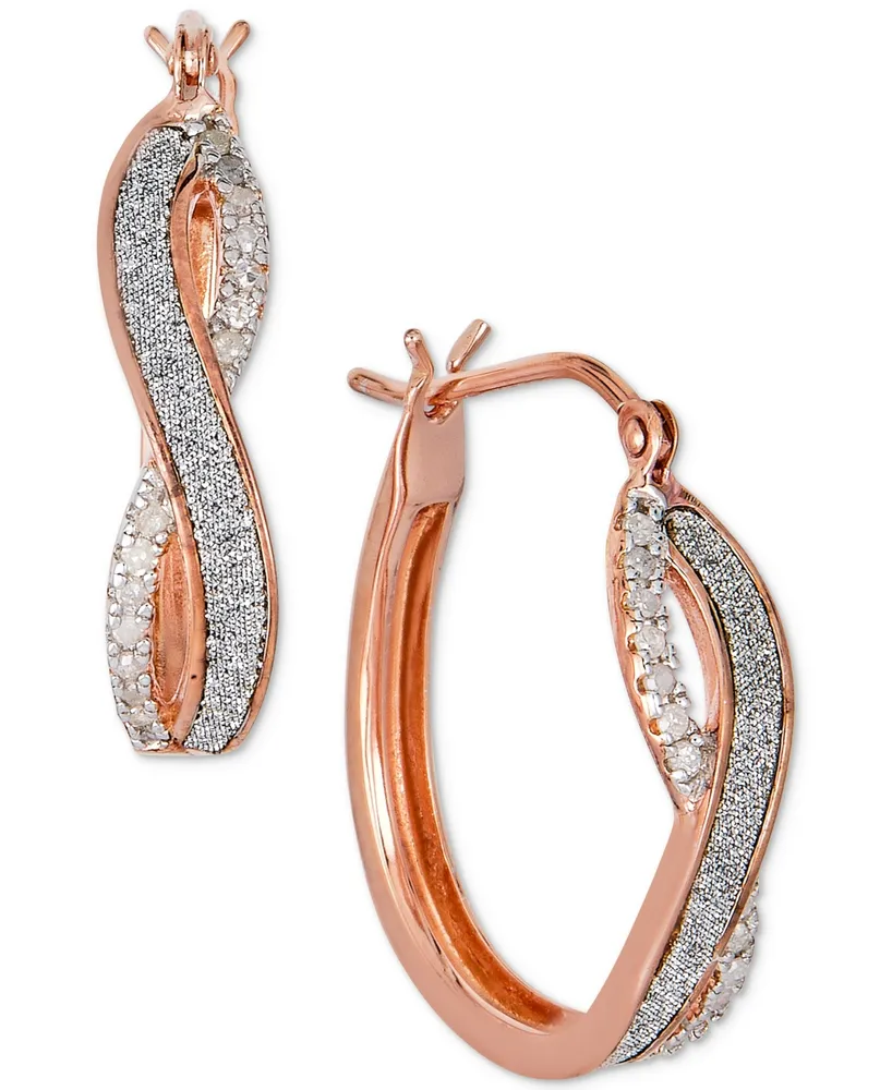 Diamond Glitter Infinity Hoop Earrings (1/6 ct. t.w.) 14k Gold-Plated Sterling Silver or Rose Gold