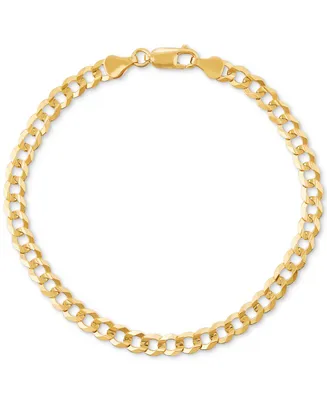 Men's Concave Curb Link Chain Bracelet in 14k Gold-Plated Sterling Silver