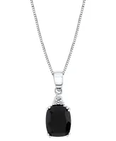Onyx & Diamond Accent 18" Pendant Necklace in Sterling Silver