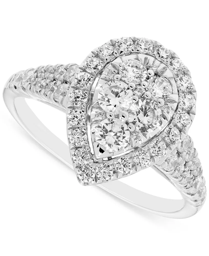 Diamond Teardrop Cluster Halo Engagement Ring (1 ct. t.w.) in 14k White Gold
