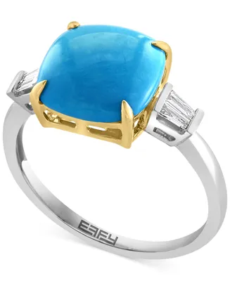 Effy Turquoise & Diamond (1/6 ct. t.w.) Ring in 14k Two-Tone Gold