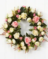 Rose Artificial Wreath, 20"