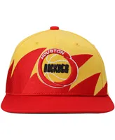 Men's Mitchell & Ness Gold and Red Houston Rockets Hardwood Classics Sharktooth Snapback Hat