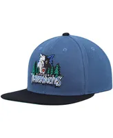 Men's Mitchell & Ness Blue and Black Minnesota Timberwolves Hardwood Classics Team Two-Tone 2.0 Snapback Hat