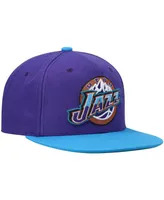 Men's Mitchell & Ness Purple and Turquoise Utah Jazz Hardwood Classics Team Two-Tone 2.0 Snapback Hat