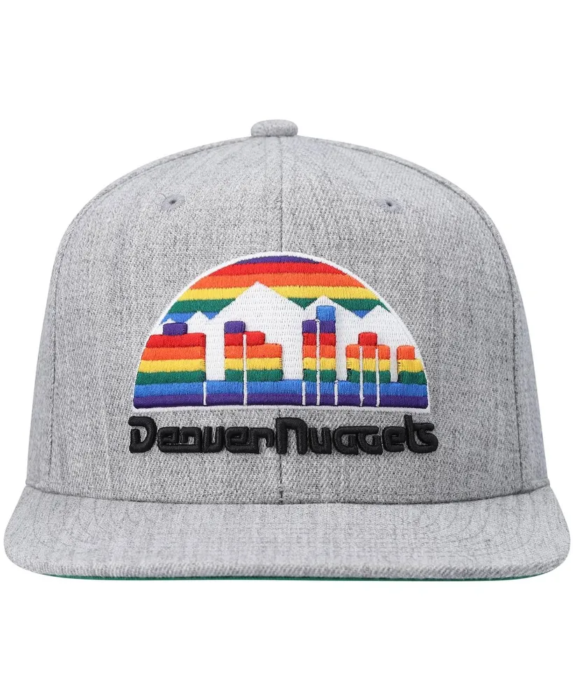 Men's Mitchell & Ness Heathered Gray Denver Nuggets Hardwood Classics Team 2.0 Snapback Hat