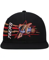 Men's Mitchell & Ness Black Philadelphia 76ers Hardwood Classics Retro Bolt Deadstock Snapback Hat