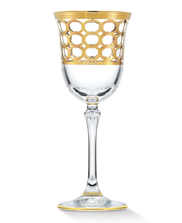 Lorren Home Trends Gold Embellished Champagne Flutes with Gold Rings, Set of 4