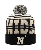 Men's Top of the World Black and Gold Navy Midshipmen Colossal Cuffed Knit Hat with Pom