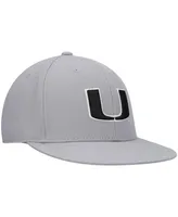 Men's Top of the World Gray Miami Hurricanes Fitted Hat