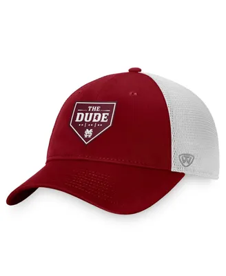 Men's Top of the World Maroon Mississippi State Bulldogs The Dude Home Plate Snapback Trucker Hat