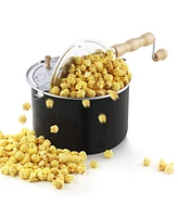 Cook N Home Stovetop Popcorn Popper with Crank, 6-Quart Aluminum Popcorn Pot, Black