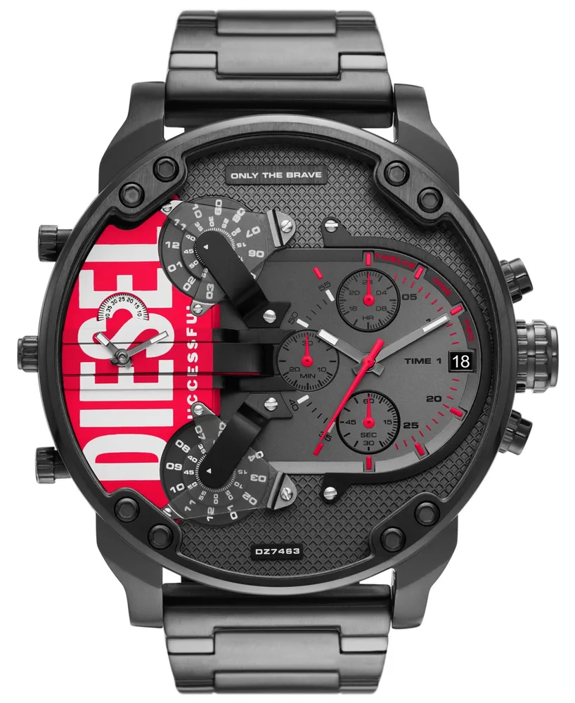 Men's Mr. Daddy 2.0 red enamel and stainless steel watch | DZ7480 Diesel