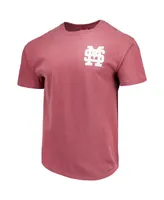 Men's Maroon Mississippi State Bulldogs Baseball Flag Comfort Colors T-shirt