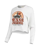 Women's White Texas Longhorns Retro Campus Crop Long Sleeve T-shirt