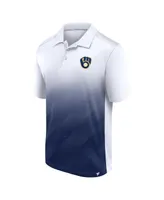 Men's Fanatics White and Navy Milwaukee Brewers Iconic Parameter Sublimated Polo Shirt