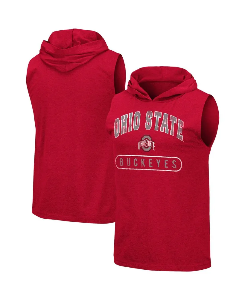 Men's Colosseum Heathered Scarlet Ohio State Buckeyes Varsity Hoodie Tank Top