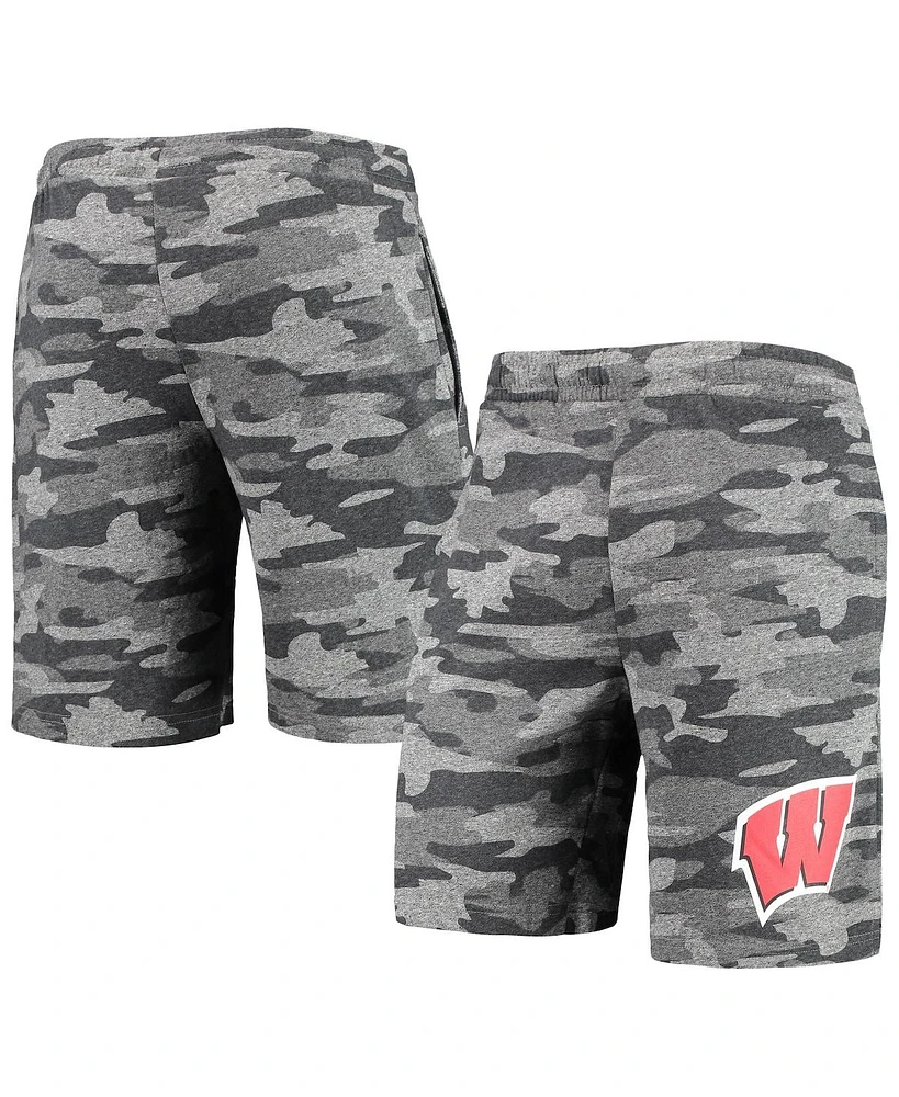 Men's Concepts Sport Charcoal, Gray Wisconsin Badgers Camo Backup Terry Jam Lounge Shorts