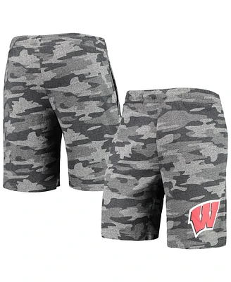 Men's Concepts Sport Charcoal, Gray Wisconsin Badgers Camo Backup Terry Jam Lounge Shorts