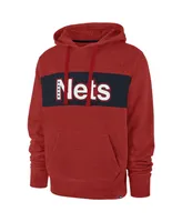 Men's '47 Red Brooklyn Nets 2021/22 City Edition Wordmark Chest Pass Pullover Hoodie