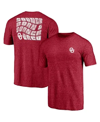 Men's Fanatics Heathered Crimson Oklahoma Sooners Wavy Tri-Blend T-shirt