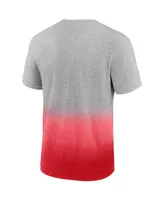 Men's Fanatics Heathered Gray and Red Chicago Bulls Board Crasher Dip-Dye T-shirt