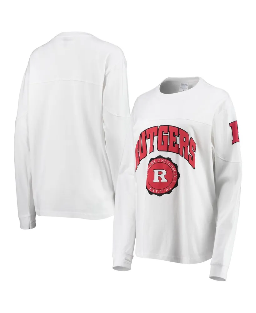 Women's Pressbox White Rutgers Scarlet Knights Edith Long Sleeve T-shirt