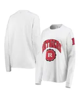 Women's Pressbox White Rutgers Scarlet Knights Edith Long Sleeve T-shirt