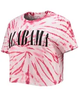 Women's Pressbox Crimson Alabama Crimson Tide Showtime Tie-Dye Crop T-shirt