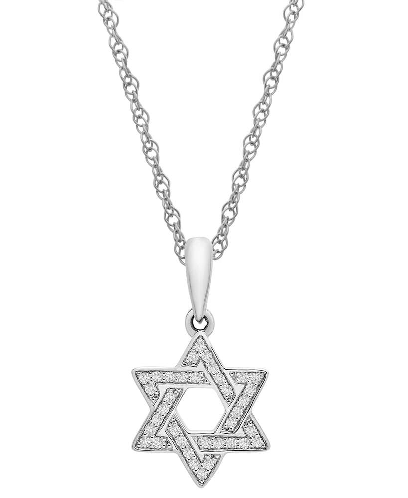 Wrapped Diamond Star of David 18" Pendant Necklace (1/10 ct. t.w.) 10k White or Yellow Gold, Created for Macy's