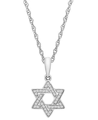 Wrapped Diamond Star of David 18" Pendant Necklace (1/10 ct. t.w.) in 10k White or Yellow Gold, Created for Macy's