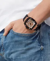 Philipp Plein Men's Automatic The $keleton Black Silicone Strap Watch 44mm