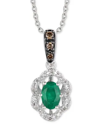 Le Vian Emerald (1/3 ct. t.w.) & Diamond (1/5 ct. t.w.) Adjustable Pendant Necklace in 14k White Gold