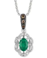 Le Vian Emerald (1/3 ct. t.w.) & Diamond (1/5 ct. t.w.) Adjustable Pendant Necklace in 14k White Gold