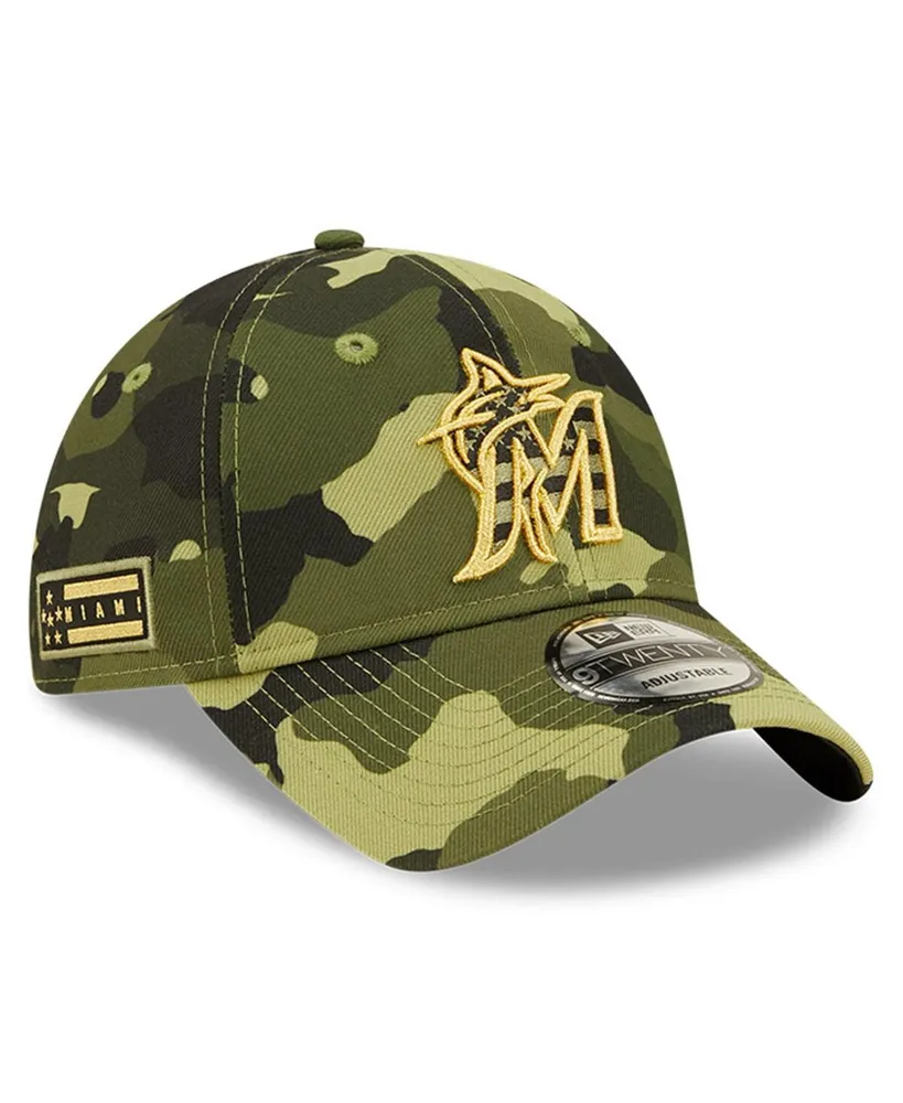 Men's New Era Camo Miami Marlins 2022 Armed Forces Day 9Twenty Adjustable Hat