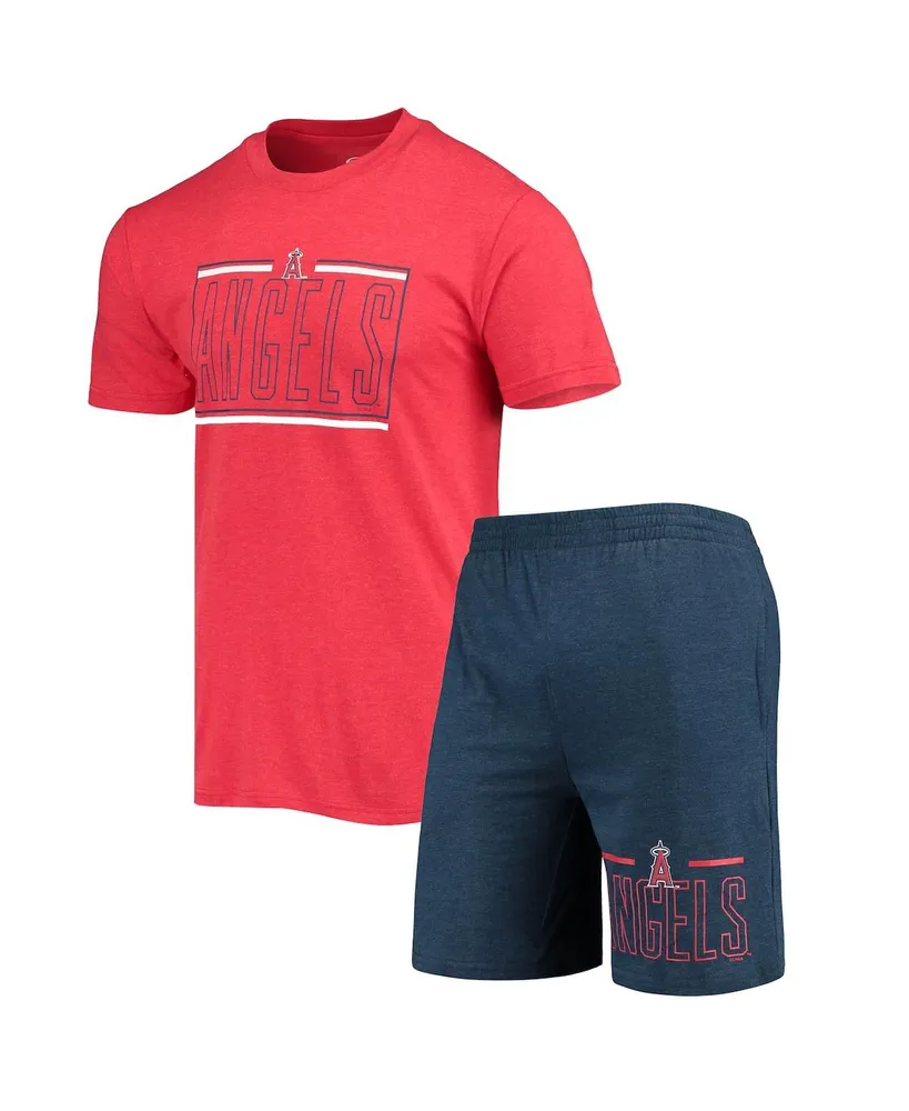 Men's Concepts Sport Navy and Red Los Angeles Angels Meter T-shirt and Shorts Sleep Set