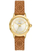 Tory Burch Women's The Tory Monogram Embossed Leather Strap Watch 34mm