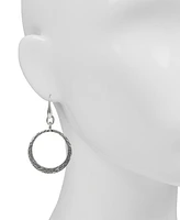 Patricia Nash Silver-Tone Hammered Drop Hoop Earrings